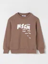 Msgm Brown Sweatshirt For Boy With Logo In Tobacco