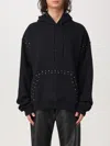 Msgm Stud Detailing Logo-embroidered Drawstring Hoodie In Schwarz
