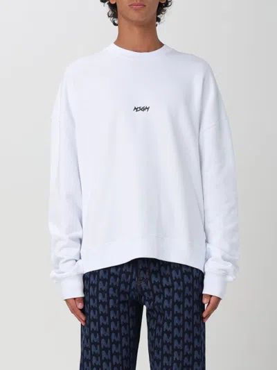 Msgm Logo-print Crew Neck Jumper In White