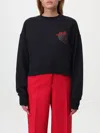 Msgm Crystal-embellished Cotton Sweatshirt In Schwarz