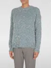 Msgm Frayed-effect Crew-neck Jumper In Blau