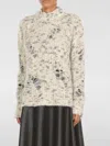 Msgm Beige Oversized Sweater With Grey Yarn Inserts In White