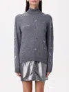 Msgm Embroidered Turtleneck Sweater In Grau