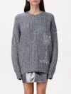 Msgm Embellished Crew-neck Jumper In Grau