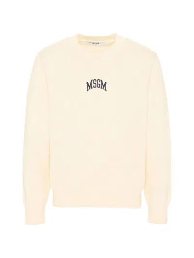 Msgm Sweater With Embroidered Logo  Kids In Neutral