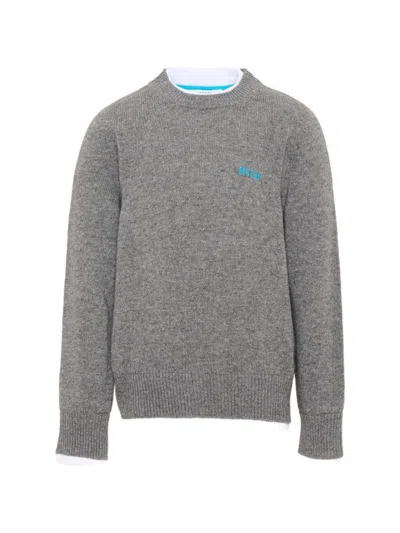 Msgm Kids' Sweater With Gray Embroidery For Children