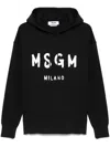 Msgm Black Cotton Crewneck Sweatshirt With Logo In Black