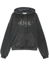 Msgm Embellished Cotton Jersey Logo Hoodie In Black