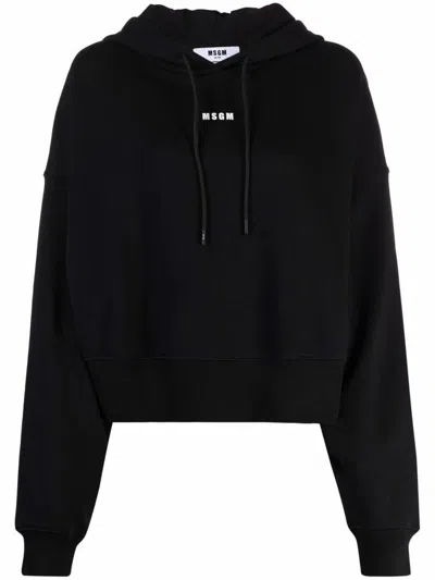 MSGM MSGM LOGO PRINT COTTON HOODIE