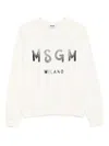 Msgm Brushed Logo Print Crew Neck Sweatshirt In Blue
