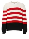 Msgm Multicolored Cotton Crewneck Striped Pullover In Multicolour