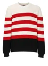Msgm Multicolored Cotton Crewneck Striped Pullover In Multicolour