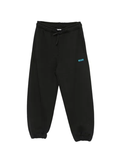 Msgm Kids' Sweatpants With Drawstring And Embroidered Logo In Black
