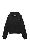Msgm Black Hoodie With Detail On The Front In Cotton Man In Black