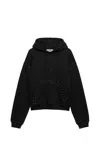 Msgm Stud Detailing Logo-embroidered Drawstring Hoodie In Black