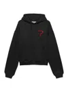 Msgm Black Hoodie With Detail On The Front In Cotton Man In Black