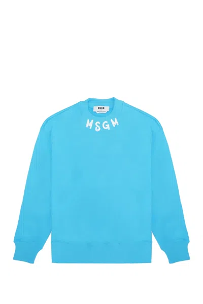Msgm Sweatshirt In Clear Blue