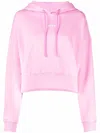Msgm Logo Printed Drawstring Hoodie In Pink & Purple