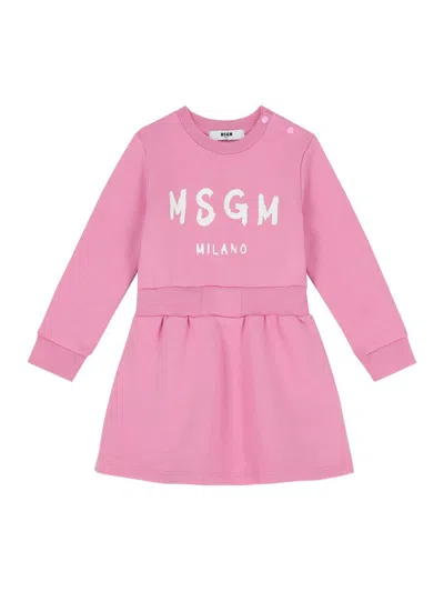 Msgm Kids' Sweatshirt Dress In Pink