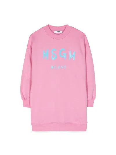 Msgm Sweatshirt Dress In Pink
