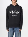 Msgm Black Cotton Hoodie In Black