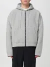 Msgm Contrast Fastening Zipped Hoodie In Grau