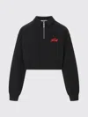 Msgm 3d Follow The Rabbit Embroidery Cropped Sweatshirt In Black