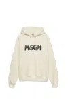 Msgm Printed French Cotton-terry Hoodie In Cream,black