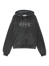 Msgm Embellished Cotton Jersey Logo Hoodie In Negro