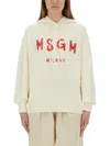 Msgm Relaxed-fit Sweatshirt With Brushed Logo In Neutral
