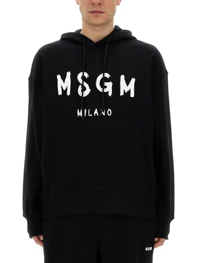 MSGM SWEATSHIRT WITH BRUSHED LOGO