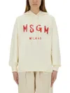 Msgm Relaxed-fit Sweatshirt With Brushed Logo In Beige