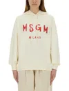Msgm Relaxed-fit Sweatshirt With Brushed Logo In Beige