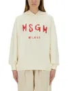 Msgm Relaxed-fit Sweatshirt With Brushed Logo In Beige