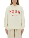 Msgm Relaxed-fit Sweatshirt With Brushed Logo In Ivory