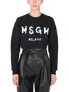 Msgm Sweatshirt With Brushed Logo Print In Nero