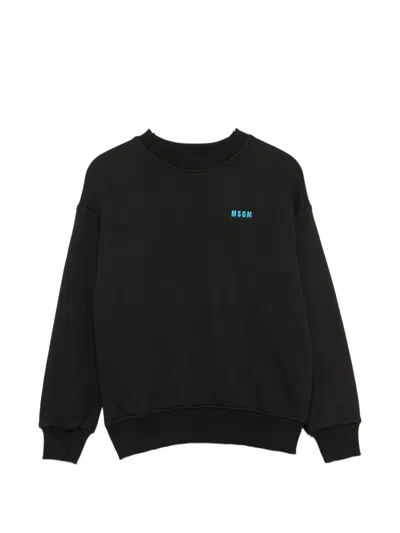 Msgm Kids' Sweatshirt With Embroidered Logo In Black