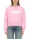 Msgm Logo Crew Neck Cropped Sweatshirt