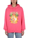 Msgm Vibrant Sweatshirt With Drawstring Hood And Playful Graphic In Pink