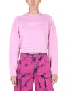 Msgm Cropped Knitwear Logo Cross-neck
