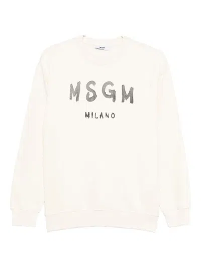 Msgm Sweatshirt With Logo In Neutral