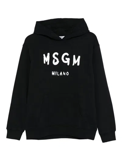 Msgm Kids' Sweatshirt With Logo In Black