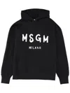 Msgm Logo Printed Drawstring Hoodie In Black