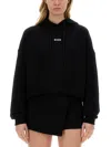 Msgm Small Logo Cropped Sweatshirt In Black