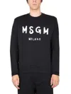 Msgm Black Sweashirt For Kids With Logo In Black