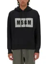 Msgm Logo Hooded Sweatshirt And Pocket In Black