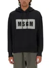 Msgm Logo Hooded Sweatshirt And Pocket In Black