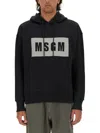 Msgm Logo Hooded Sweatshirt And Pocket In Black