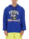 Msgm Logo-embroidered Cotton Sweatshirt In Blue