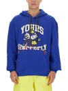 Msgm Logo-embroidered Cotton Sweatshirt In Blue